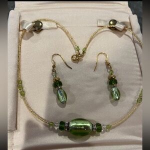 Green necklace and matching earrings